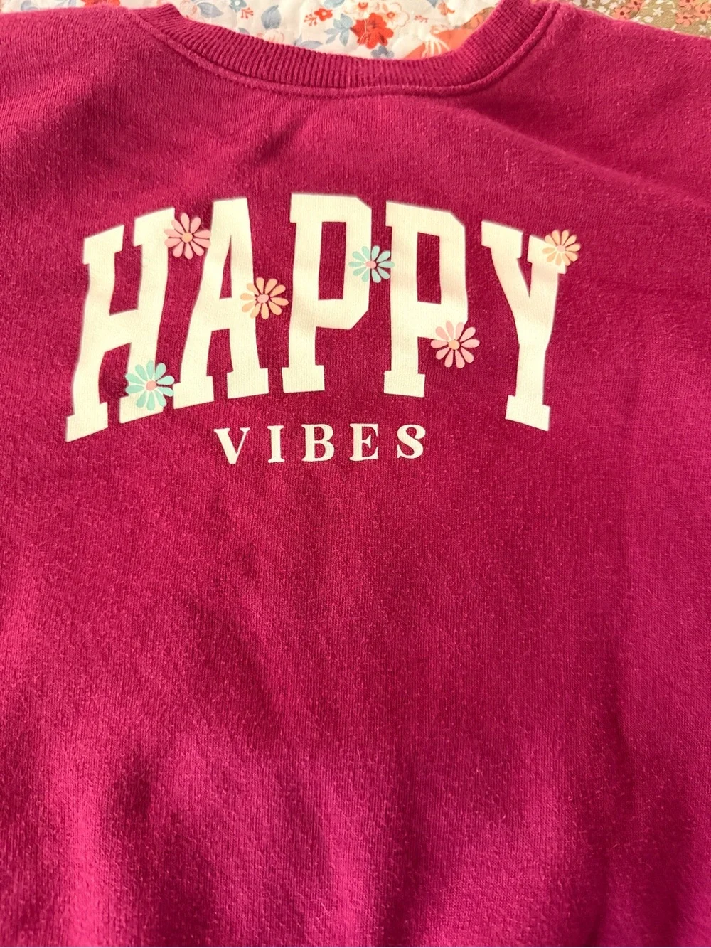 Toddler - Jumping Beans Happy Vibes Fleece Sweatshirt 4T Pink Floral
